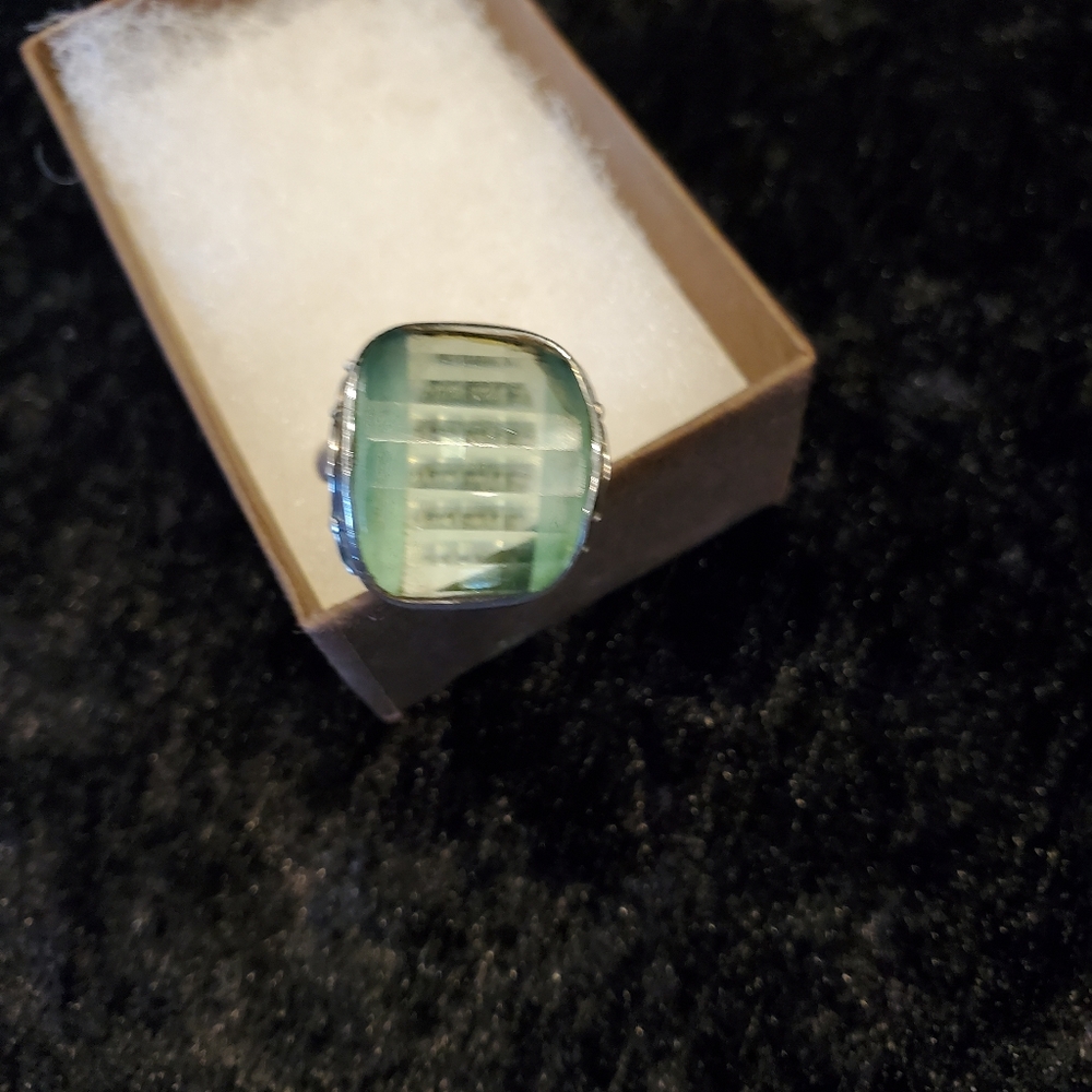 9.25 sterling silver and blue topaz faceted stone size 8